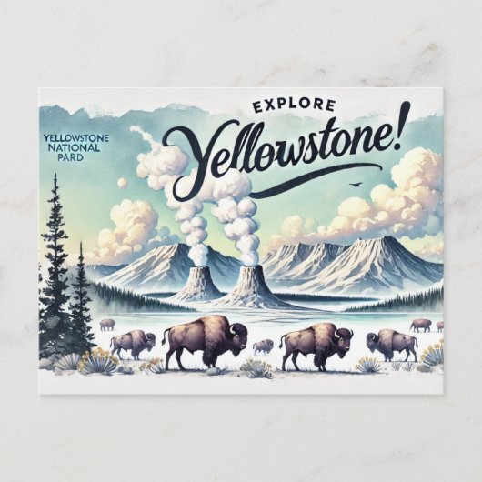 Erforschen von Yellowstone Postkarte (Vorderseite)