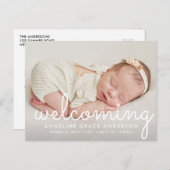 erfreut | lustige Script-Ankündigung Postkarte (Vorne/Hinten)