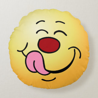 Erfreutes Gesicht Grumpey Rundes Kissen