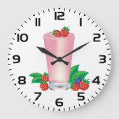 Erfrischend Berry Smoothie Pink Drink Große Wanduhr (Vorderseite)