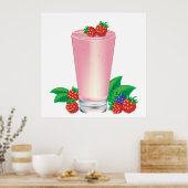 Erfrischend Berry Smoothie Pink Drink Poster (Küche)