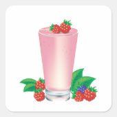 Erfrischend Berry Smoothie Pink Drink Quadratischer Aufkleber (Vorderseite)