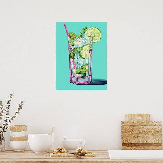Erfrischend Limon & Mint Splash Poster (Küche)