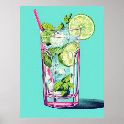 Erfrischend Limon & Mint Splash Poster (Vorne)