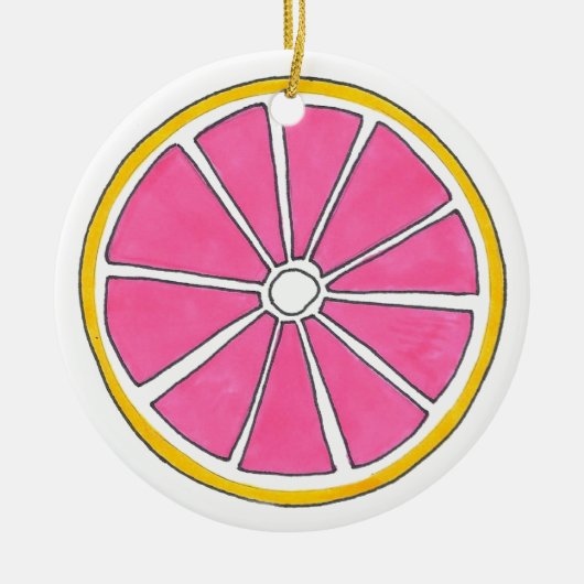 Erfrischend Pink Grapefruit Zitrusfrüchte Slice Keramik Ornament (Vorne)