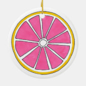 Erfrischend Pink Grapefruit Zitrusfrüchte Slice Keramik Ornament (Hinten)
