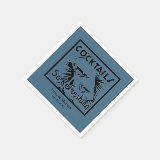 Erfrischende Cocktails Aquamarines blaues Party Serviette (Ecke)