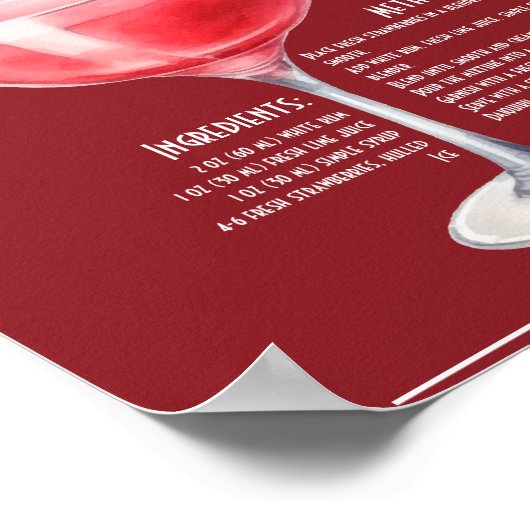 Erfrischende Erdbeere Rezept Bar Poster (Ecke)