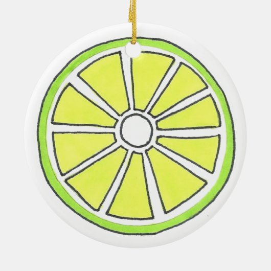 Erfrischende Florida Limoner Zitrusfrüchte-Slice Keramik Ornament (Hinten)
