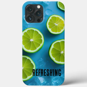Erfrischende Limone Scheiben und Eis auf blauem Me Case-Mate iPhone Hülle