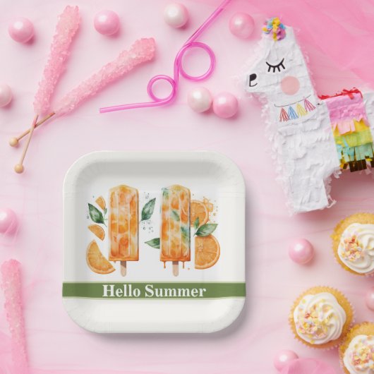 Erfrischende Orangenbläschen, HELLO SOMMER Pappteller (Party)