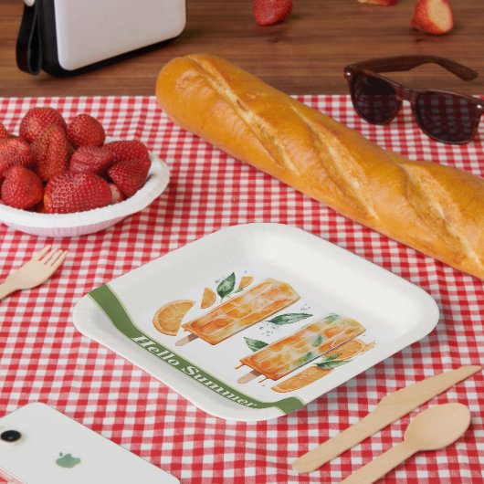 Erfrischende Orangenbläschen, HELLO SOMMER Pappteller (Picknick)