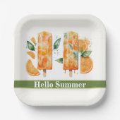 Erfrischende Orangenbläschen, HELLO SOMMER Pappteller (Vorderseite)