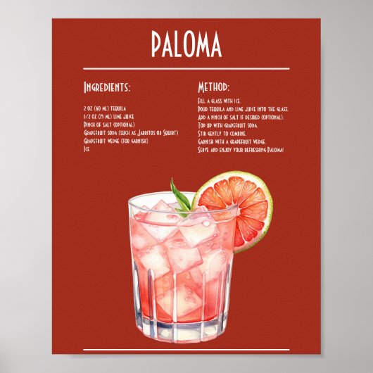 Erfrischende Paloma Recipe Bar Poster (Vorne)