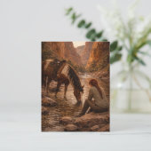 Erfrischende Pause | Pferdekunst | Postkarte (Stehend Vorderseite)
