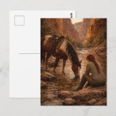 Erfrischende Pause | Pferdekunst | Postkarte (Vorne/Hinten)