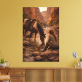 Erfrischende Pause | Pferdekunst | Spanncanvas Leinwanddruck (Insitu (Wohnzimmer))