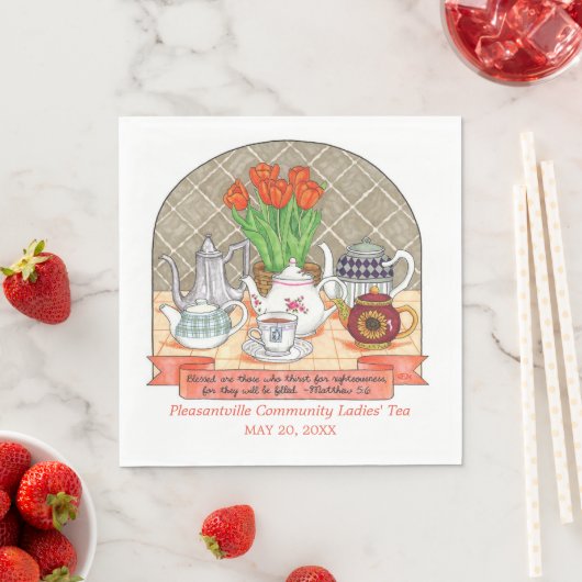 Erfrischende Tee und Tulpen Party Coral Tee Serviette (Beispiel)
