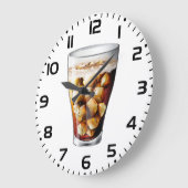 Erfrischender Eiskalter Soda Drink mit Bläschen Große Wanduhr (Winkel)