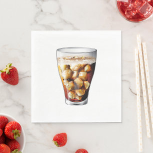 Erfrischender Eiskalter Soda Drink mit Bläschen Serviette