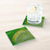 Erfrischender Zitronenspritzer Glasuntersetzer (Schrägansicht)