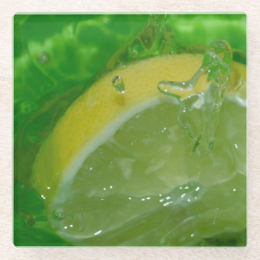 Erfrischender Zitronenspritzer Glasuntersetzer (Vorderseite)