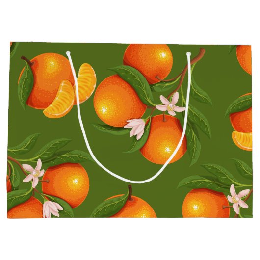 Erfrischendes Orangenmuster Große Geschenktüte (Rückseite)