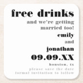 Erfrischungsgetränke Save the Date verheiratet wer Rechteckiger Pappuntersetzer (Vorderseite)