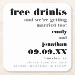 Erfrischungsgetränke Save the Date verheiratet wer Rechteckiger Pappuntersetzer