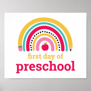 Erfster Tag im Kindergarten Regenbogen Schild
