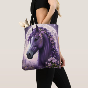"Erfüllte Träume: Das lila Blumen-Fantasy-Pferd" Tasche