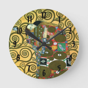 Erfüllung aka Der Kuss von Gustav Klimt Runde Wanduhr