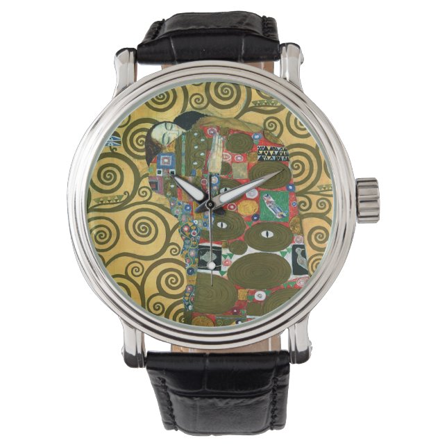 Erfüllung alias The Embrace von Gustav Klimt Armbanduhr (Vorderseite)