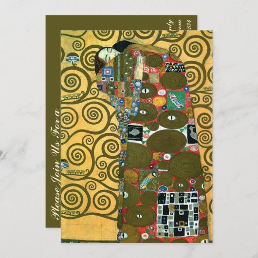Erfüllung alias The Embrace von Gustav Klimt Einladung (Vorne/Hinten)