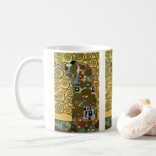 Erfüllung alias The Embrace von Gustav Klimt Kaffeetasse (Mit Donut)