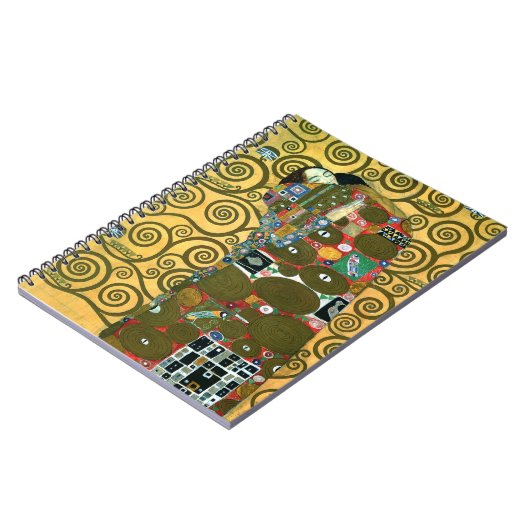 Erfüllung alias The Embrace von Gustav Klimt Notizblock (Linke Seite)