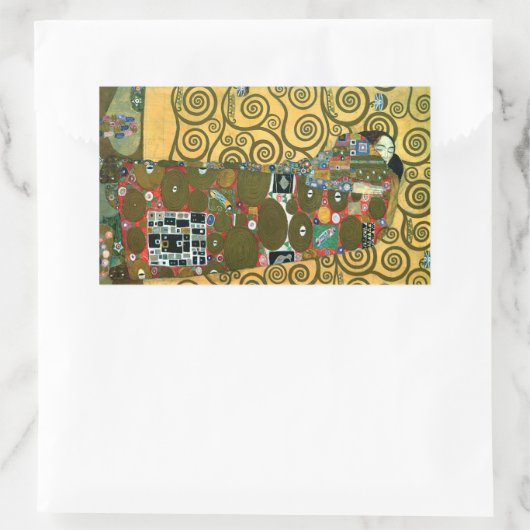Erfüllung alias The Embrace von Gustav Klimt Rechteckiger Aufkleber (Tasche)