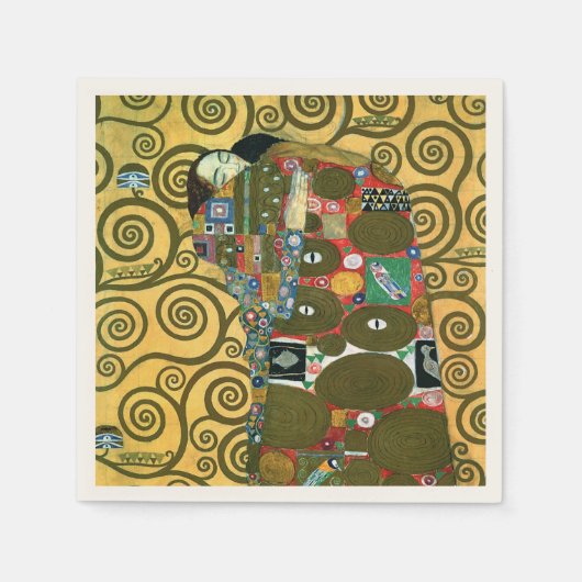 Erfüllung alias The Embrace von Gustav Klimt Serviette (Vorderseite)