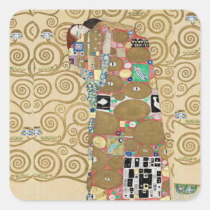 Erfüllung, Gustav Klimt Quadratischer Aufkleber