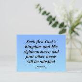 Erfüllung Matthew 6:33 Abbrev Postkarte (Stehend Vorderseite)