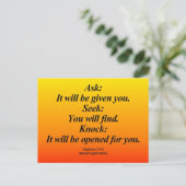 Erfüllung Matthew 7:7-8 Abbrev Postkarte (Stehend Vorderseite)