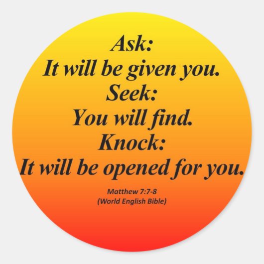 Erfüllung Matthew 7:7-8 Abbrev Runder Aufkleber (Vorderseite)