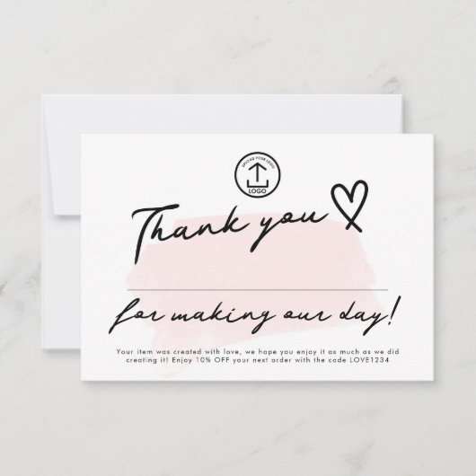 Erfüllungscode für kleine Unternehmen Dankeskarte (Vorderseite)