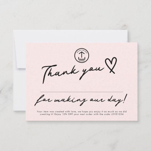 Erfüllungscode für kleine Unternehmen Dankeskarte (Vorderseite)