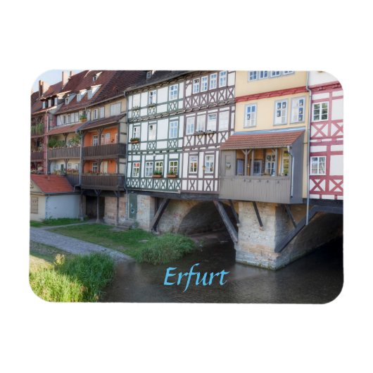 Erfurt Merchants Bridge Foto Magnet (Horizontal)