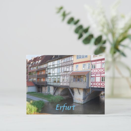 Erfurt Merchants Bridge Foto Postkarte (Stehend Vorderseite)