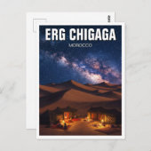Erg Chigaga Marokko Reisen Nacht Milchstraße Postkarte (Vorne/Hinten)