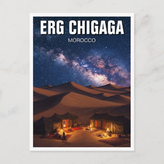 Erg Chigaga Marokko Reisen Nacht Milchstraße Postkarte (Vorderseite)