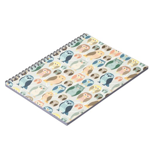 Ergänzende Farben des stilvollen Eulen-Musters Notizblock (Linke Seite)