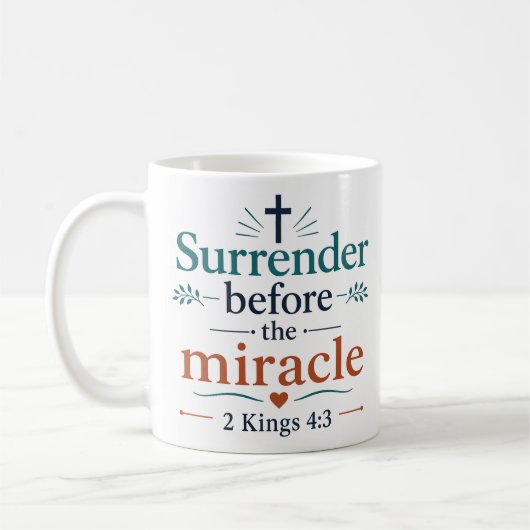 Ergebung vor dem Wunder Klassische christliche Kaffeetasse (Links)